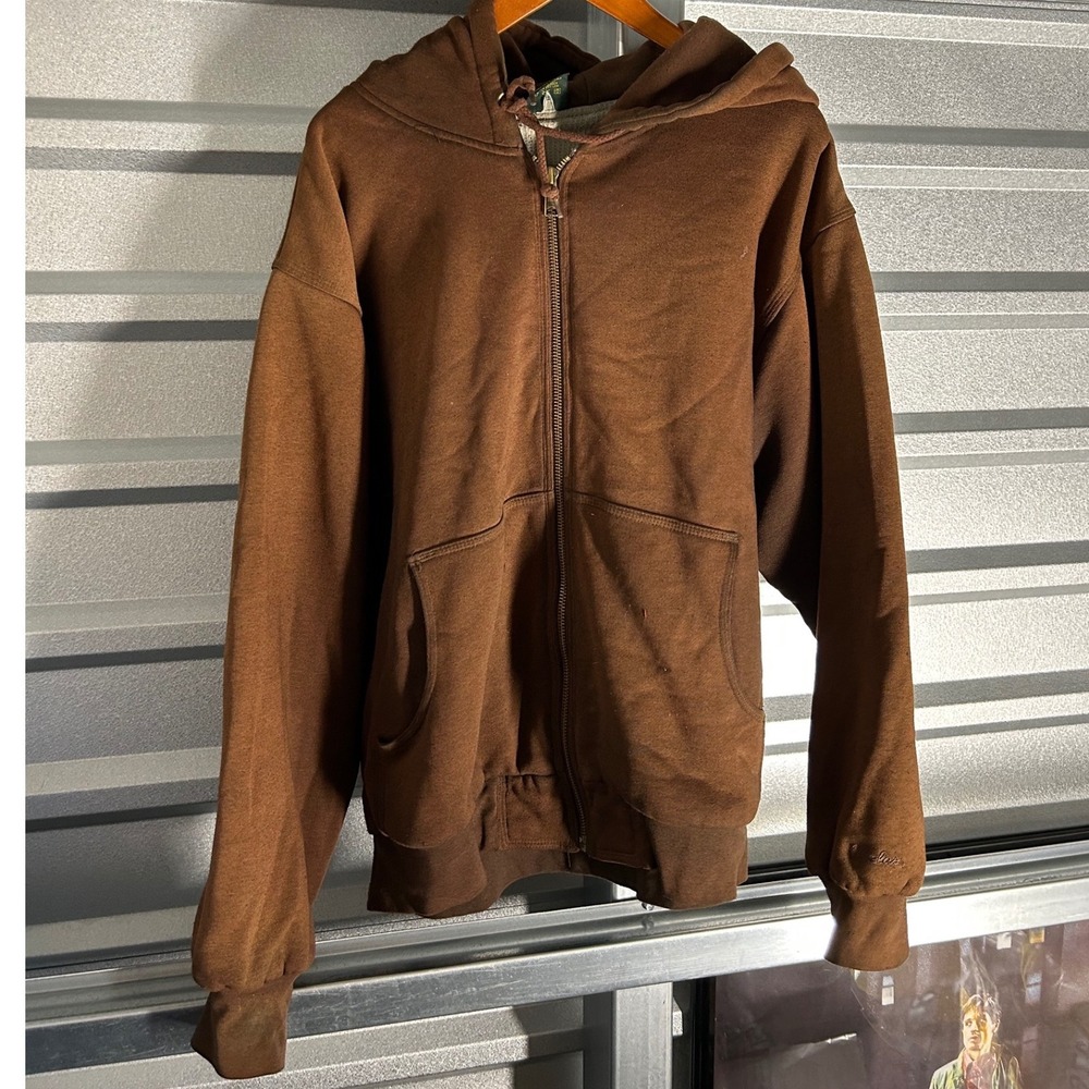 Cabela's Full Zip Hoodie Mens XL Brown Thermal Lined Gorpcore Workwear Utility